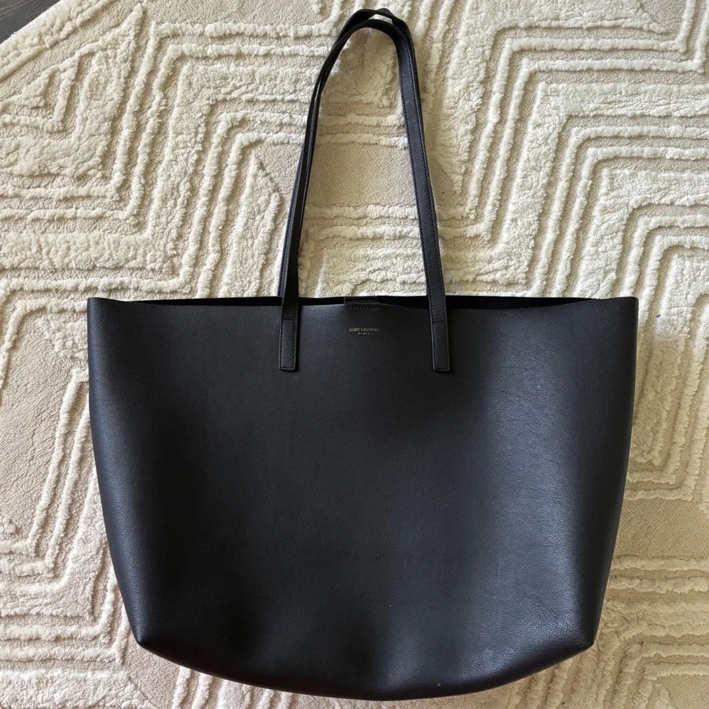 Saint Laurent Black Leather Tote and Matching Wallet
